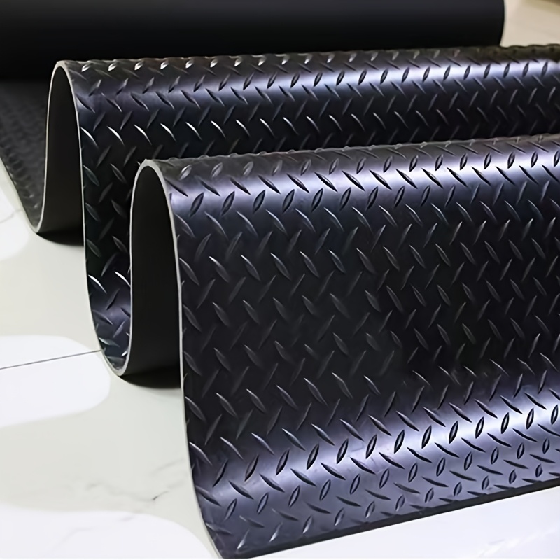 

Heavy-duty Black Pvc Anti-slip Rubber Mat, Diamond Plate Pattern, Waterproof, Wear-resistant, Shock-absorbent Flooring, Industrial Adhesive Floor Protector, Hand Wash Only - 100% Pvc