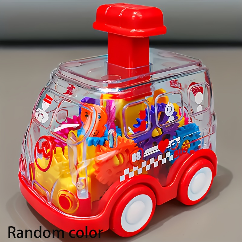Transparent Cartoon Gear Toy Car, Educational Pull Back Model