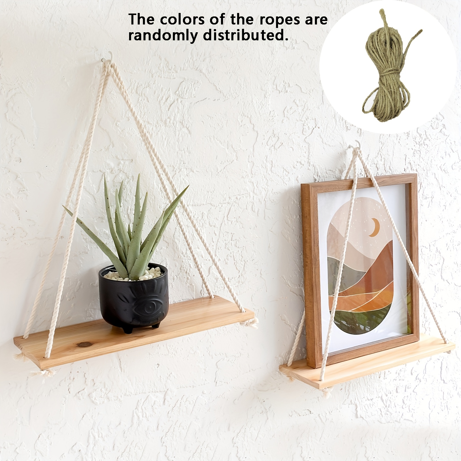 2pcs Floating Rack - Wooden Wall Mounted Storage Rack, Suitable For Potted Plants And Decoration, Very Suitable For Home, Bedroom, Living Room Decoration