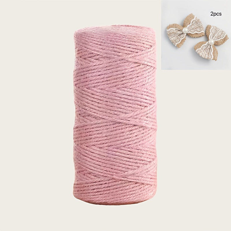 E-shop 10000cm Juteschnur, 0.2cm dick, natürlich mehrfarbig gelbe Jutekordel +7.5cm Schleife (2 Stück), handgefertigtes DIY-Webzubehör für Dekoration,