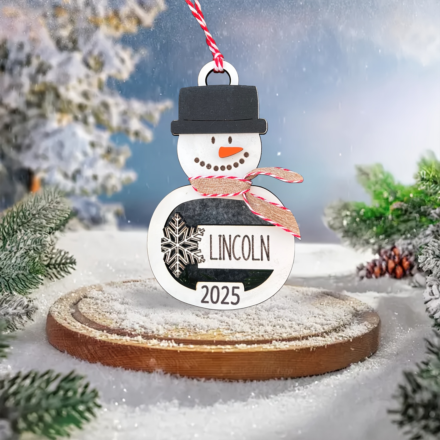 TEMU 1pc Customizable Snowman Pendants, Christmas Penguin Decorative Pendants, Home Decoration Wooden Signs, Suitable For Christmas Festival