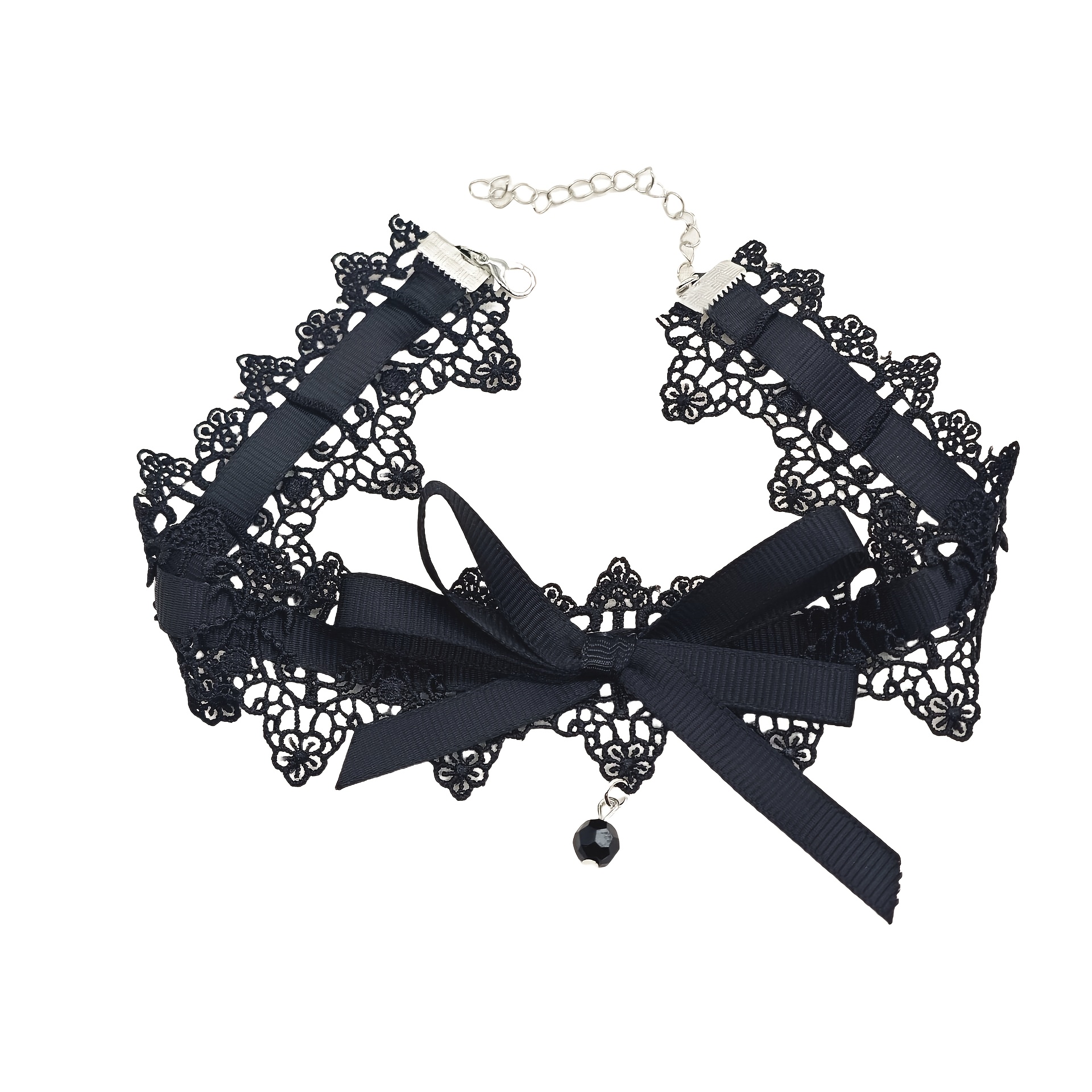 1pc Elegant Black Lace Bow Necklace Gothic Collar Necklace Vintage Bow Short Chain Necklace Fashion Jewelry Accessory