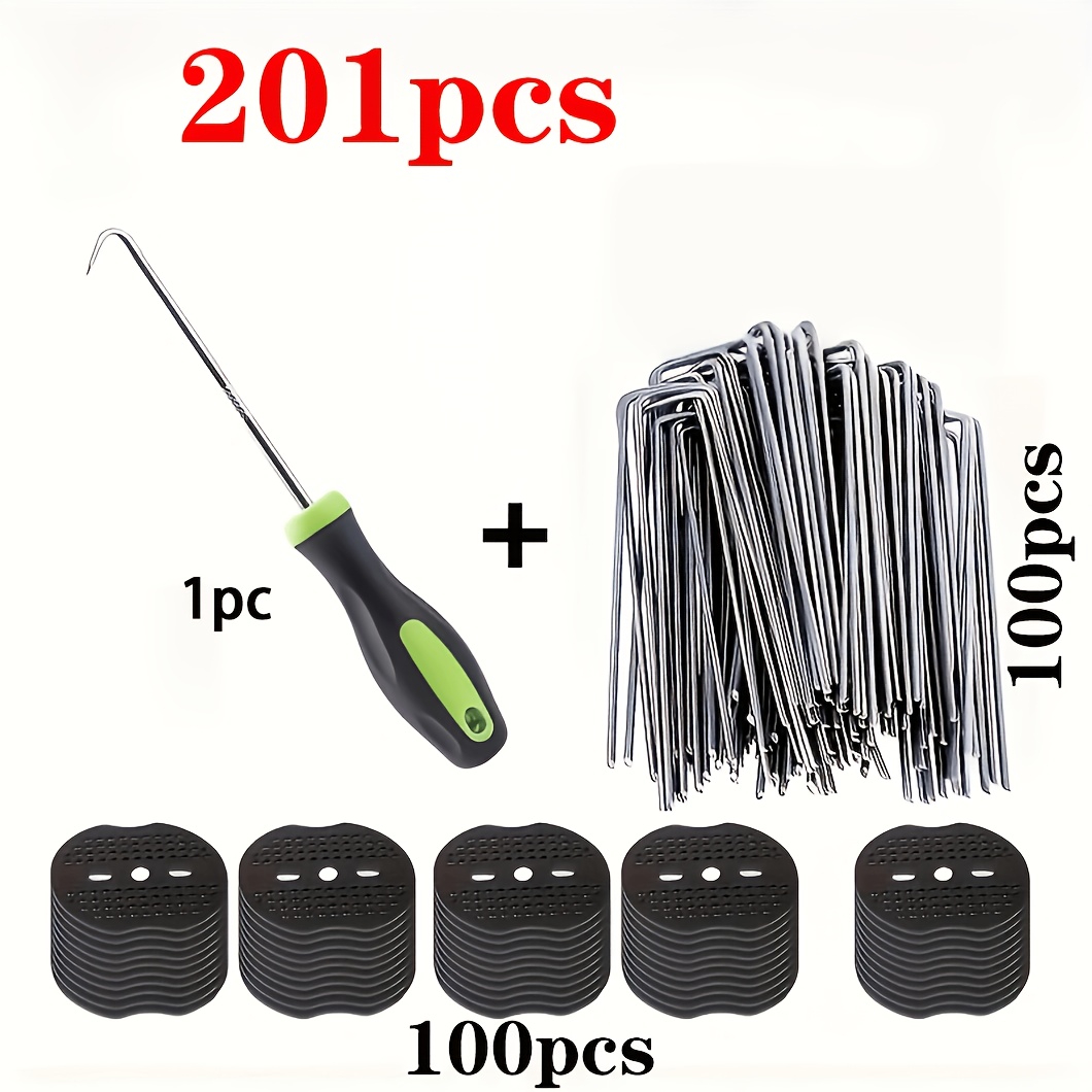 TEMU 30/50 (15/25 Nails + 15/25 Washers) / 201/401 (100/200 Nails + 100/200 Washers + 1 Nail Gun) Pieces Of Lawn Anchoring Nails, Cushion Washers,