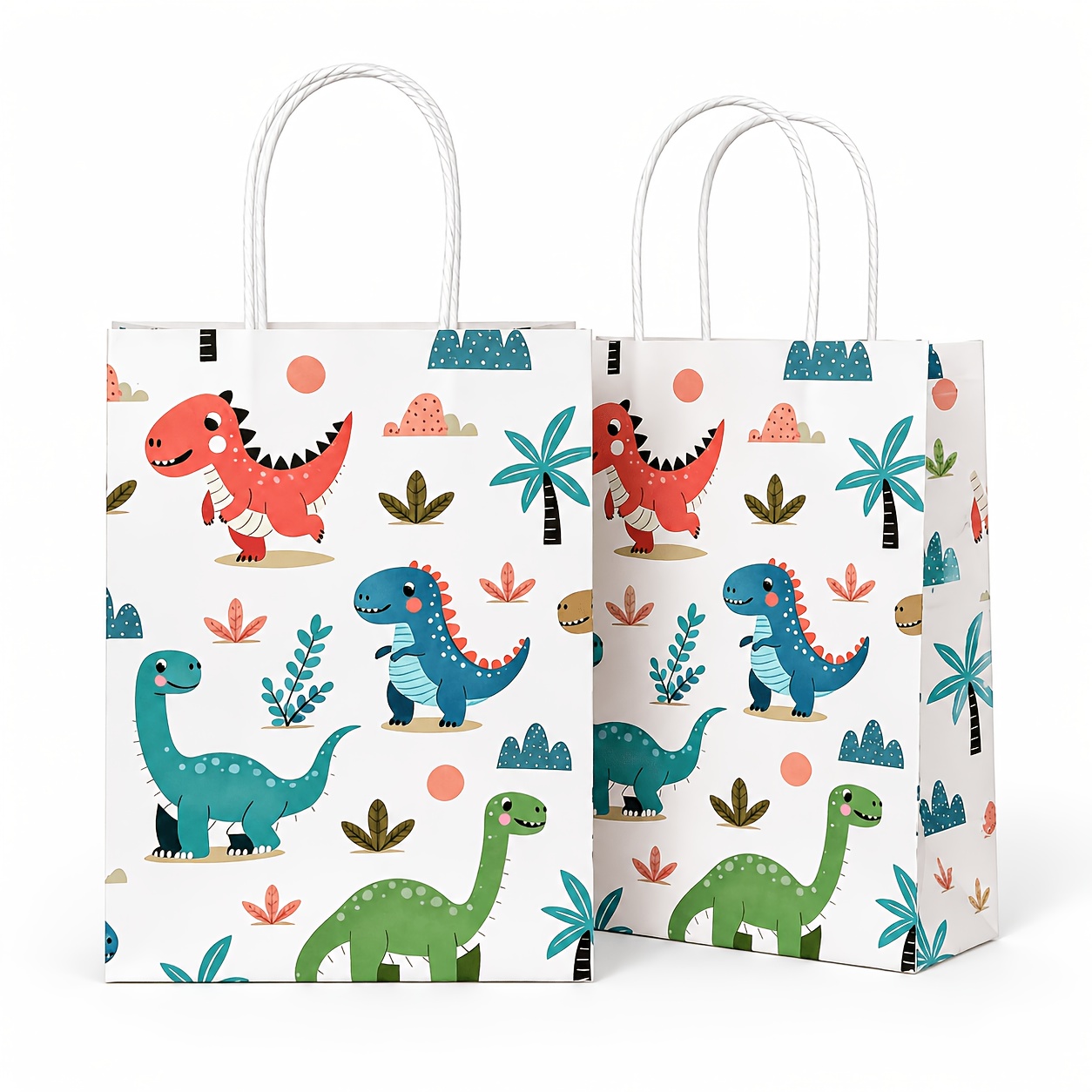 TEMU 24pcs Gift Bags With Handles, Dinosaur Party Favor Bags, Paper Gift Bags For Kids Birthday, Baby Shower & Jurassic Themed Party Supplies