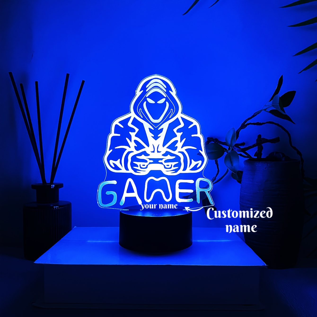 TEMU 1pc Customizable Text Name Creative Gaming Accessory Night Light, A Thoughtful Gift For Game Lovers, Touch Control With Colorful Color-changing