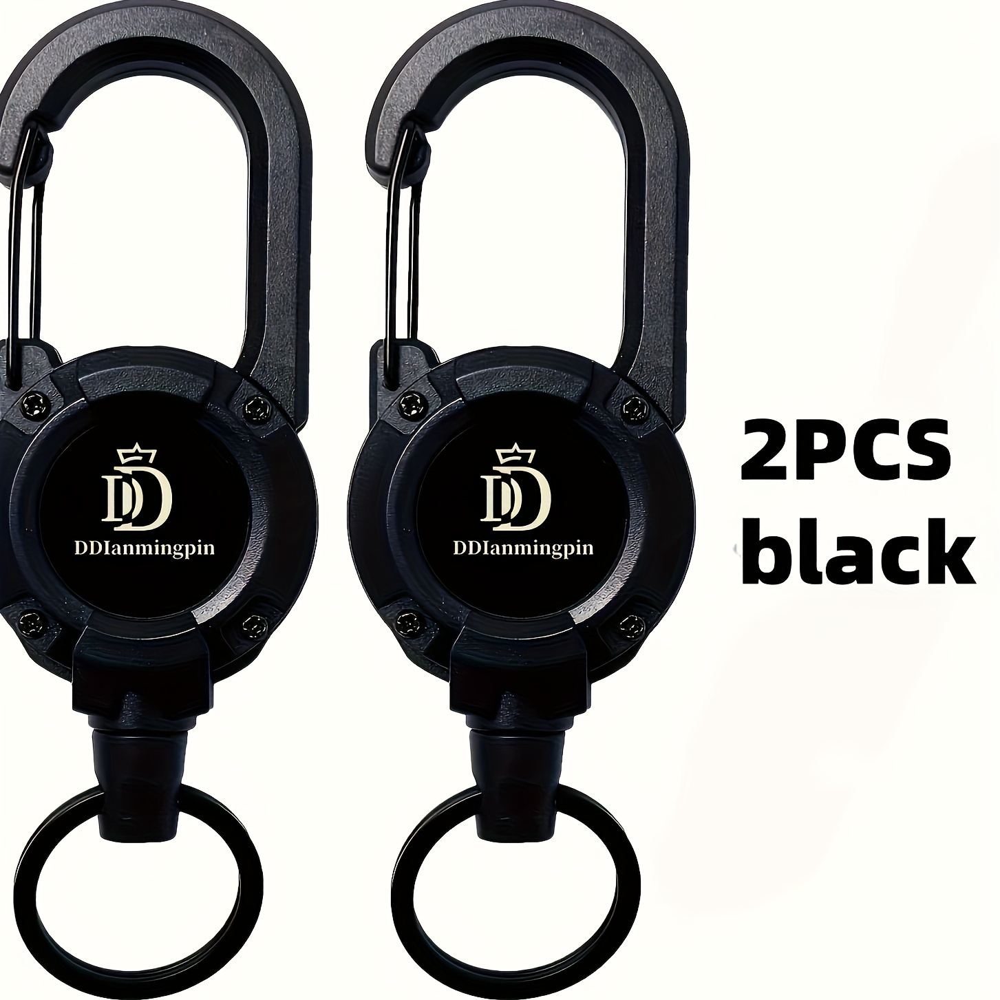 Image of 2-pack, Outdoor Easy-pull Retractable Lucian Telescopic Steel Rope Multi-functional Key Ring Camping Bungee Anti-lost Cord, Multi-functional Extendable Key Chain, Multi-functional Portable Hanging