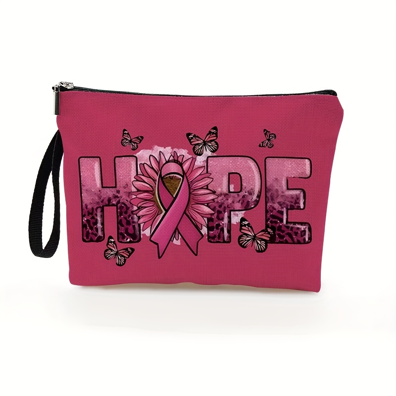 TEMU 1pc, Fashionable Women's Warm And Inspirational Makeup Bag, Polyester Material, Suitable For Holiday Outdoor Travel And Daily Use Zipper Pouch, For Women, 6.7 Inches X 9.9 Inches