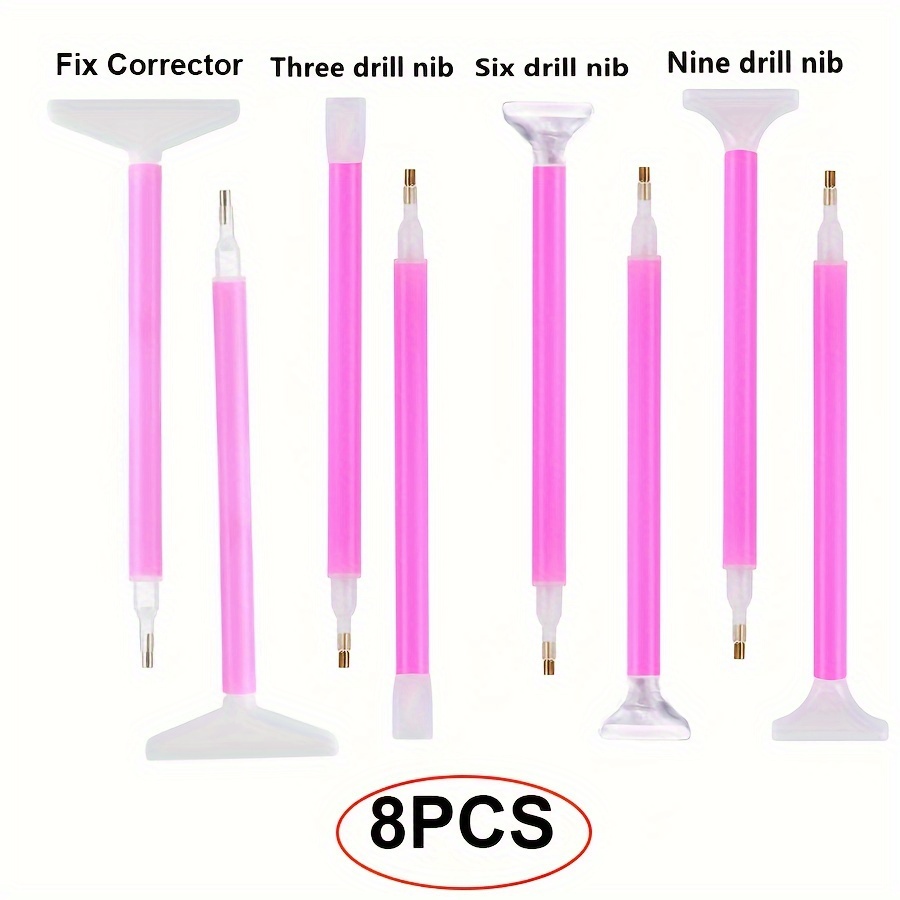 TEMU Ensemble de 4/8 pièces de stylo de peinture de diamant DIY, stylo de broderie de diamant 5D artificiel, stylo de correction, stylo de pointe de