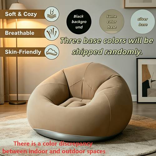 1pc comfortable inflatable bean bag lazy thickened sofa multi color portable pvc leisure chair velvet comfortable suitable for living room bedroom balcony reading room and outdoor camping picnics music festivals