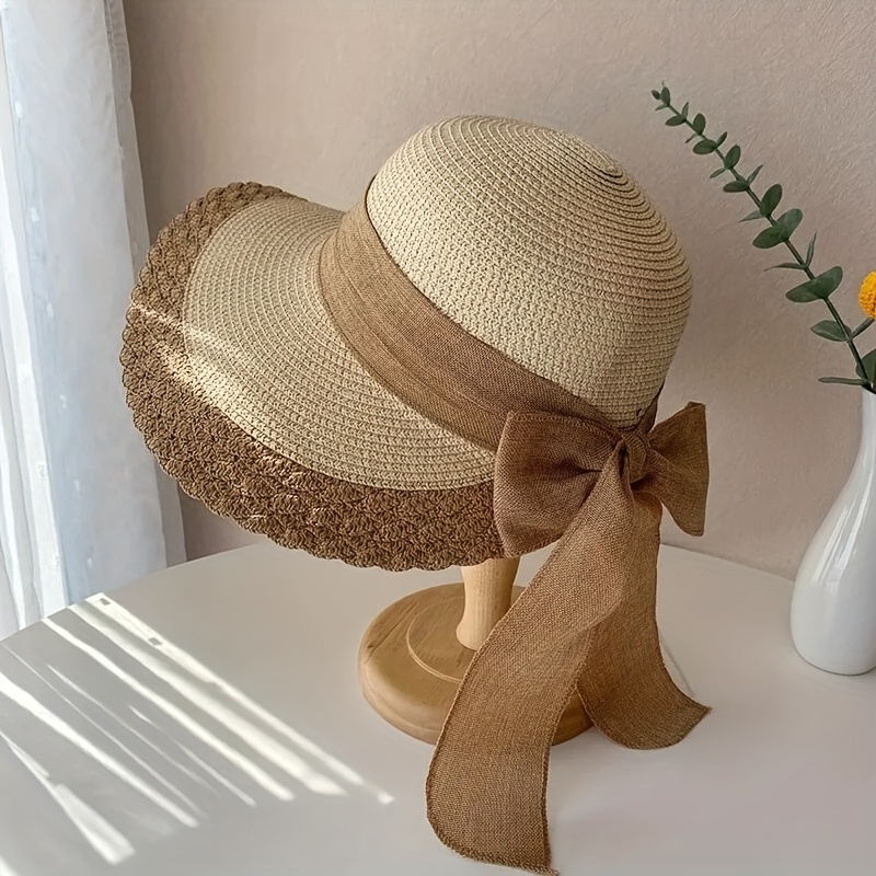 Image of New Straw Hat Summer Women's Beach Big Brim Beach Outdoor And Sunshade Hat Holiday Hat Sun Hat