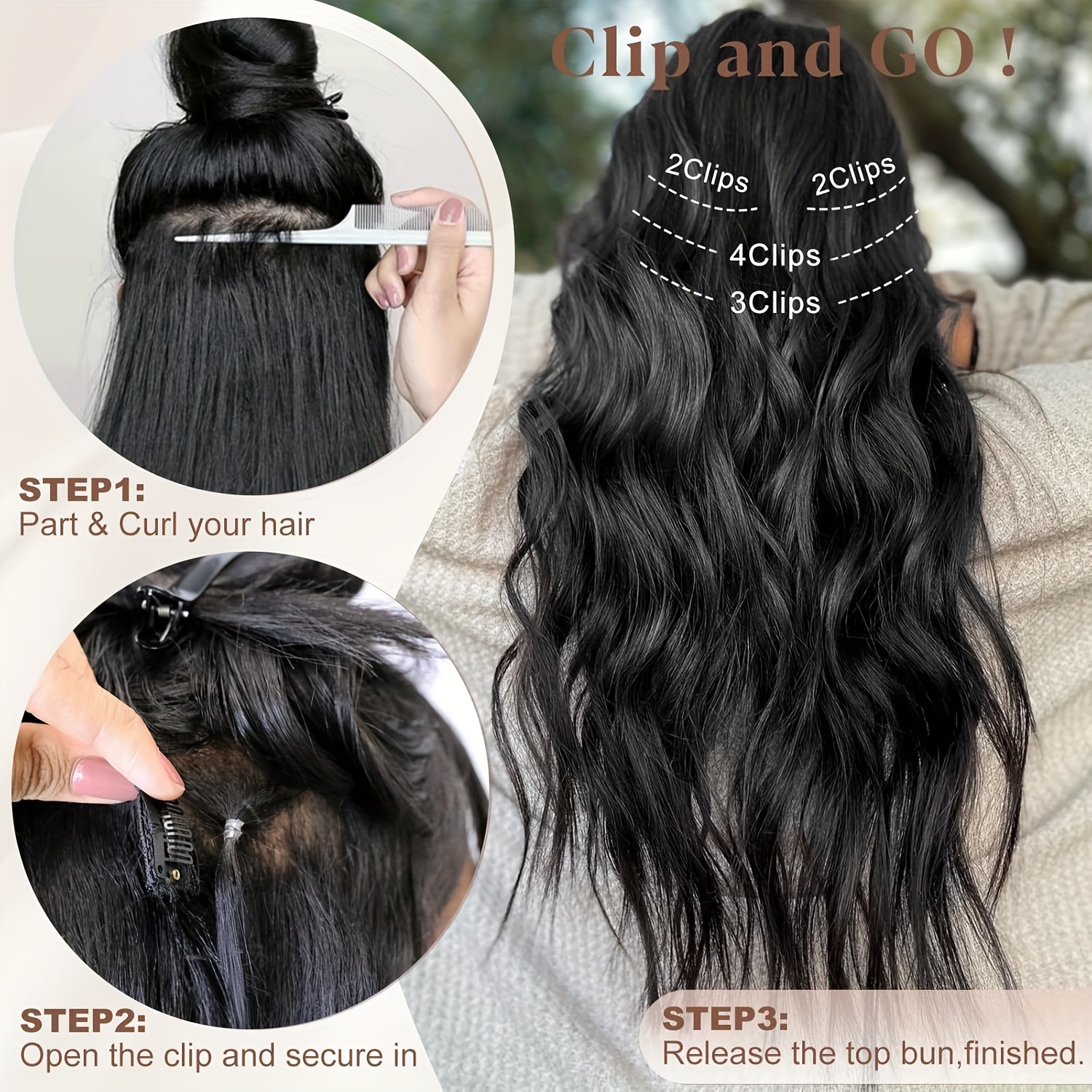 clip in hair extensions 4pcs thick highlighted hairpieces Temu