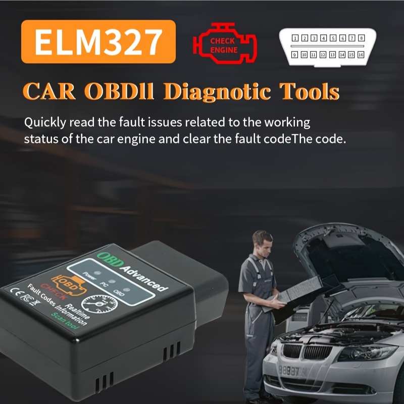 ELM327 bluetooth wireless OBD2 scanner no battery needed for car diagnostics