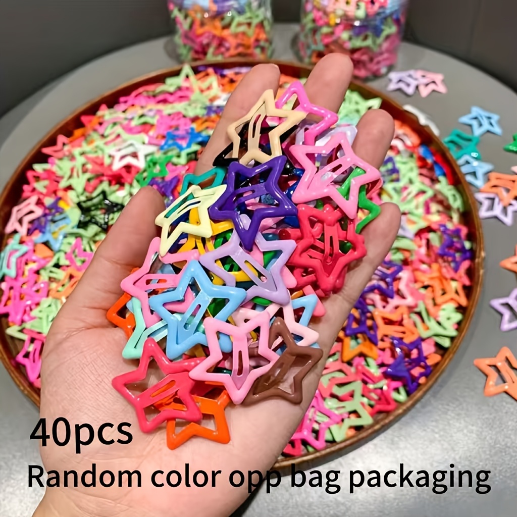 TEMU 40pcs Dopamine Star Hair Additions | Colorful Star Clips Y2k Sweet And Spicy Style Hairpins For Women