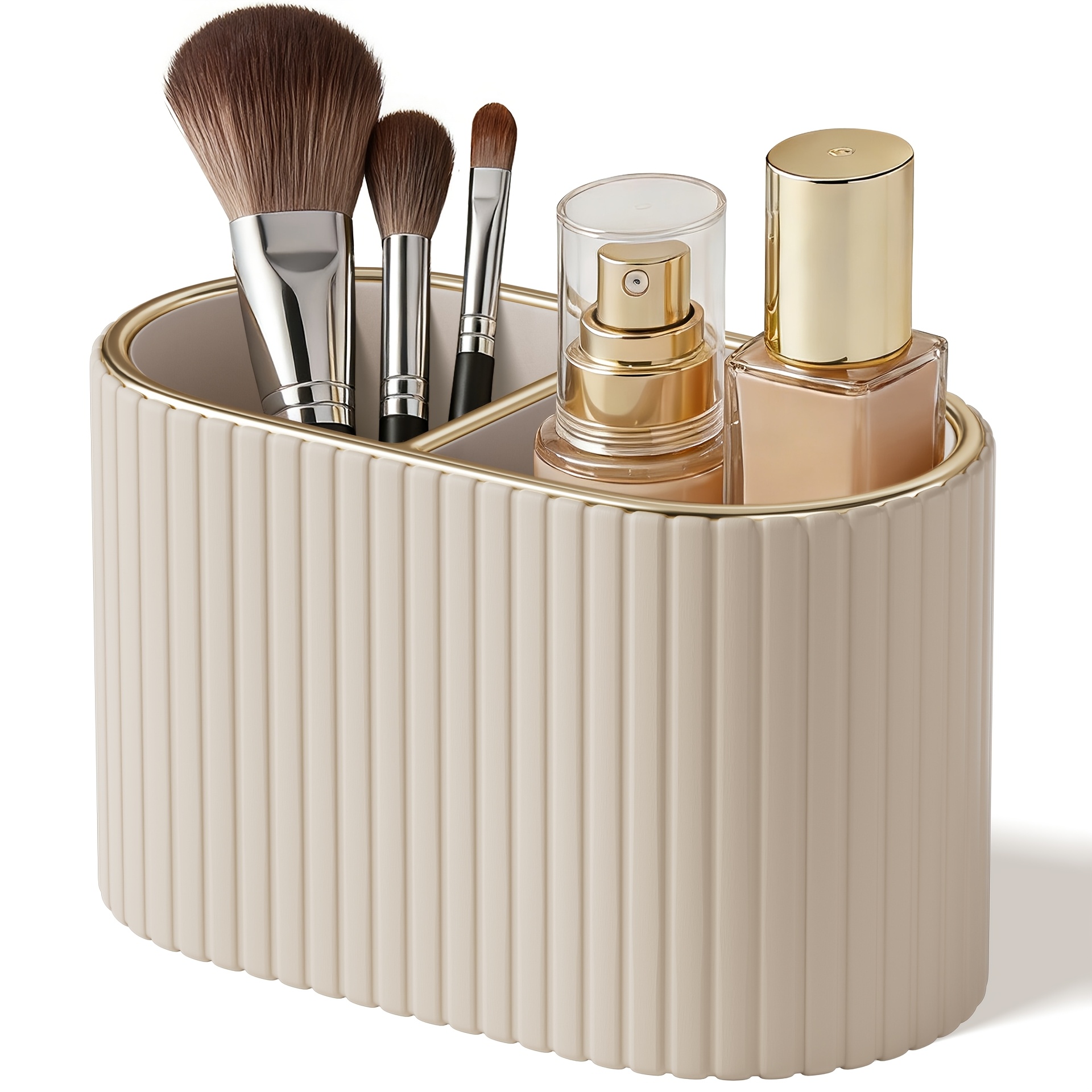 Twin , Moments, Vertical Stripe Faux Oval Pen Holder With , Desktop Remote Control Organizer Box