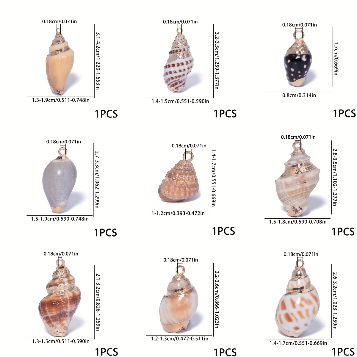Multi-Color Natural Conch Shell Pendant, Handmade Craft Accessory