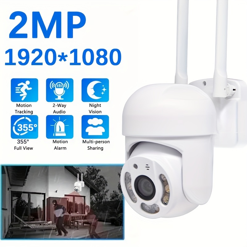 1pc outdoor wifi security waterproof camera pan tilt automatic tracking audio cctv monitoring 360 ip camera day and night   ai humanoid motion detection two way voice intercom 2 4ghz   camera details 2