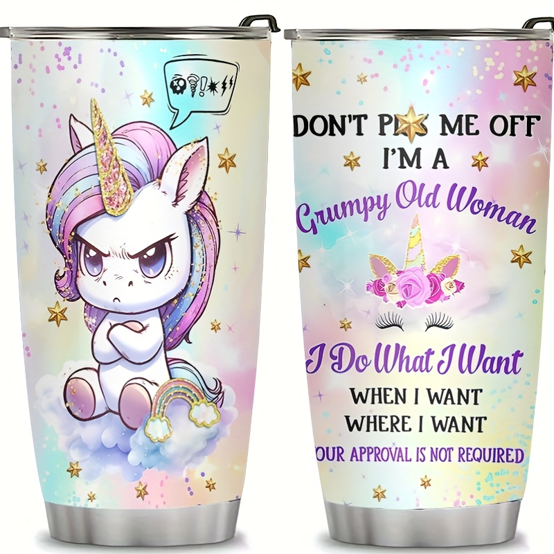 

20 Oz Stainless Steel Unicorn With Lid - Cute Unicorn Travel Coffee Mug, 304 Stainless Steel Insulated Tumblers For Hot And Cold Drinks, Gifts