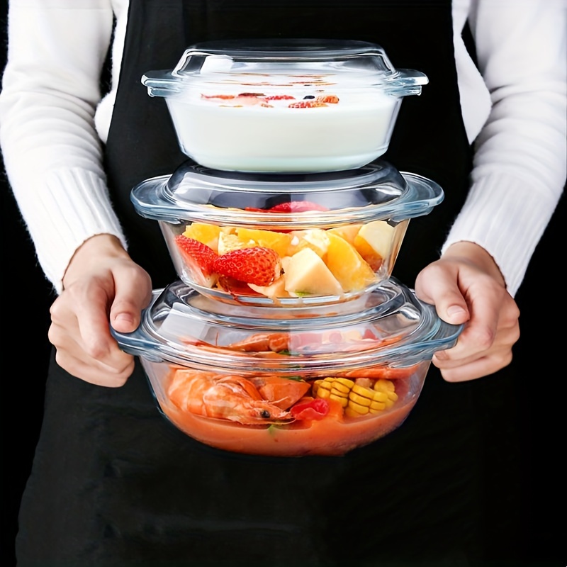 

Glass Microwave-safe Bowl With Lid: Clear, Round, And Pattern-free For Serving