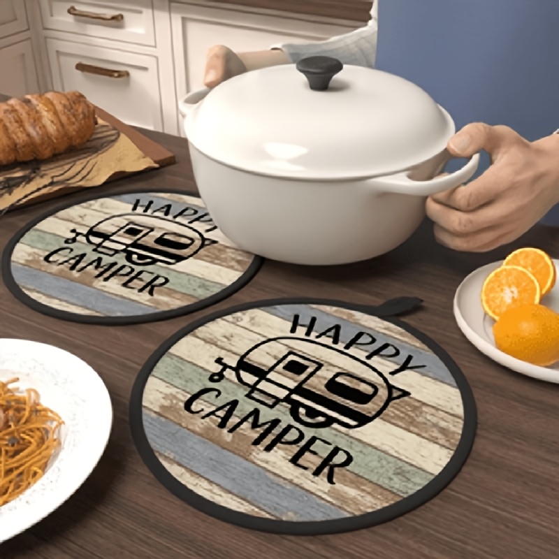 2pcs Trivets, Print, Hangable Design, Kitchen Tableware, Home Utility Style