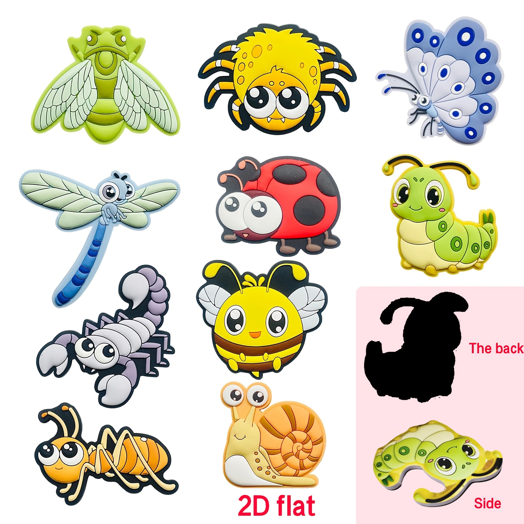 TEMU 10 imanes de lavavajillas de insectos de dibujos animados - Set de insectos planos 2D con , abeja, . PVC duradero, fácil de instalar y limpiar,