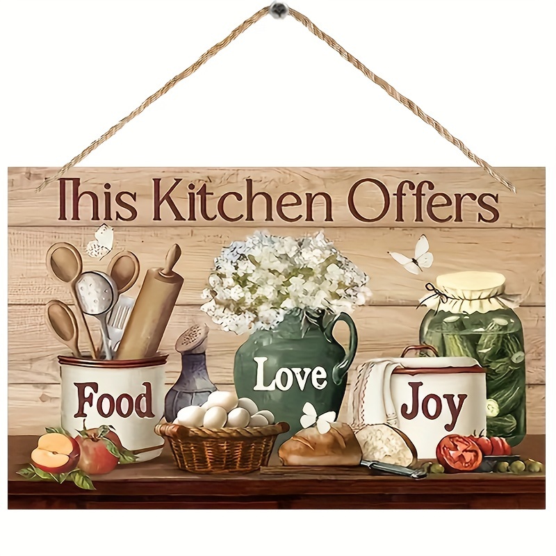 TEMU Art Mural de Cuisine Style Ferme Rustique - Panneau en Bois 5X7.87 Pouces avec Impression sur Toile, Décoration Moderne de , Convient pour et à