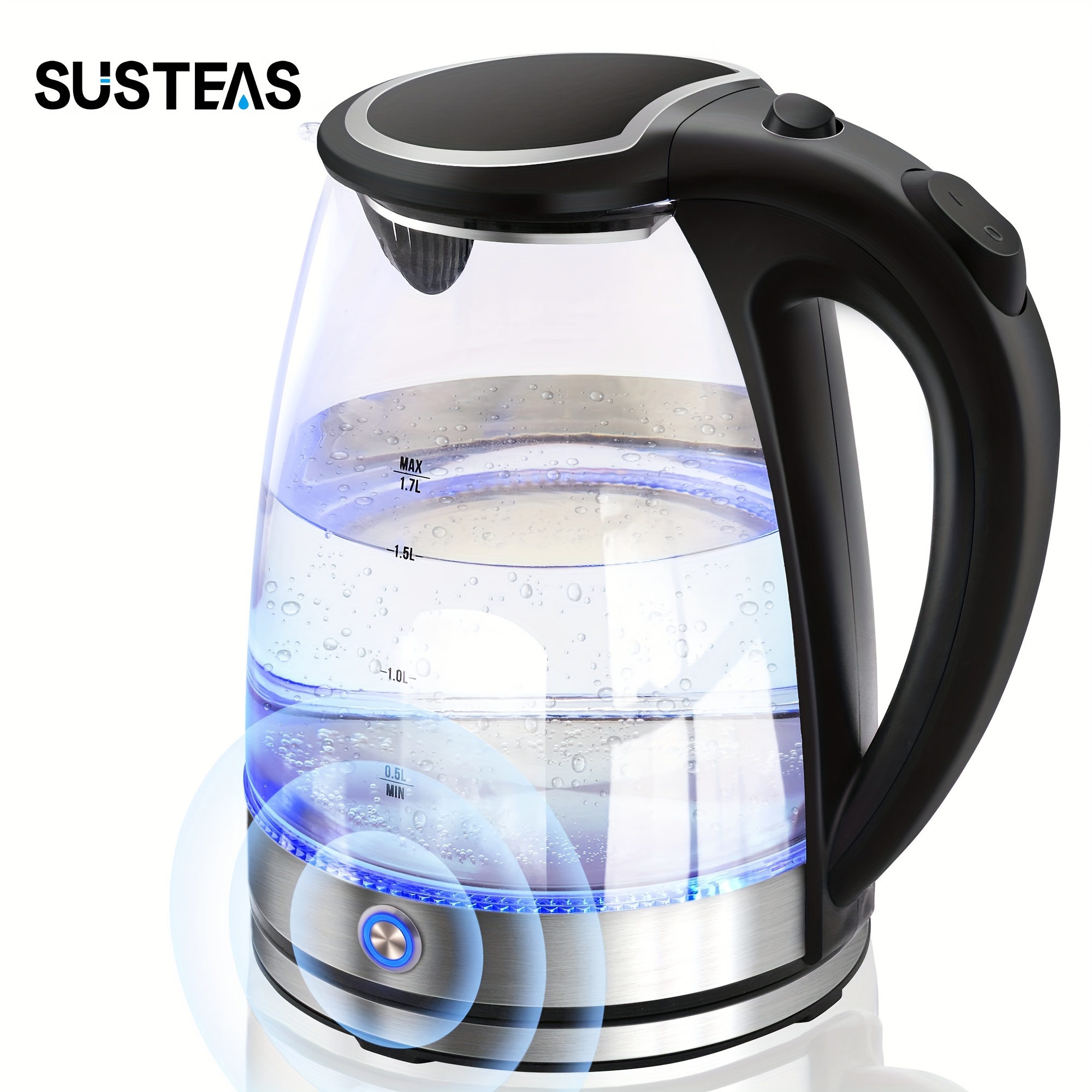 susteas electric kettle with keep warm 1 7l glass water boiler with wide opening led indicator auto shut off and boil dry   9480 details 2