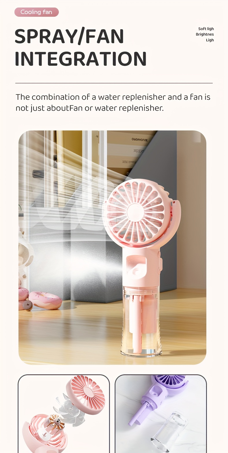 Portable Rechargeable Handheld Spray Fan Mini Facial Steamer, Suitable For Travel And Outdoor Activities details 1