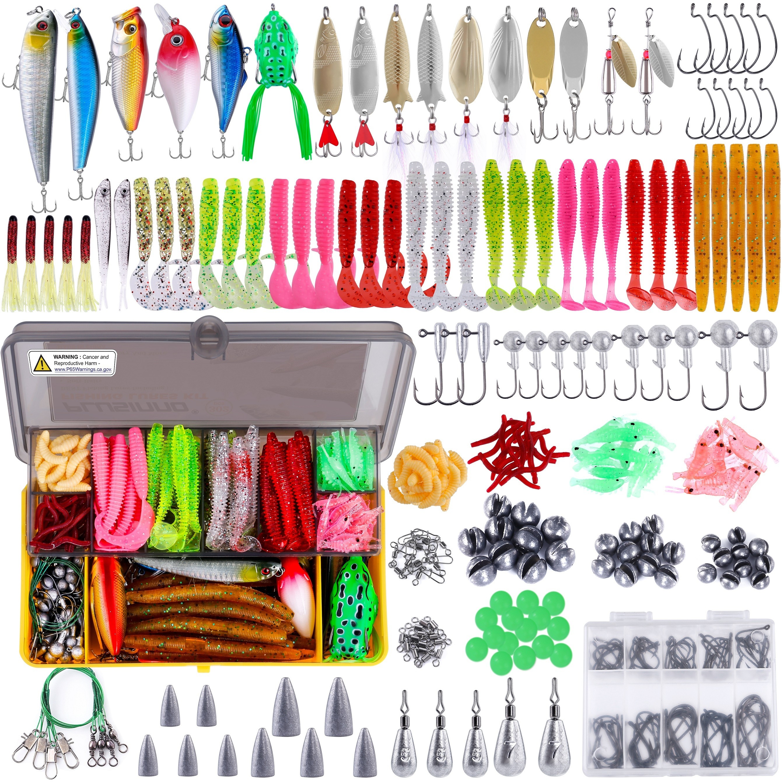 

302 Pcs Lures Kit Tackle Box Including Lures Weights Spinnerbaits Plastic Jigs Tackle Box And Accessories For Men