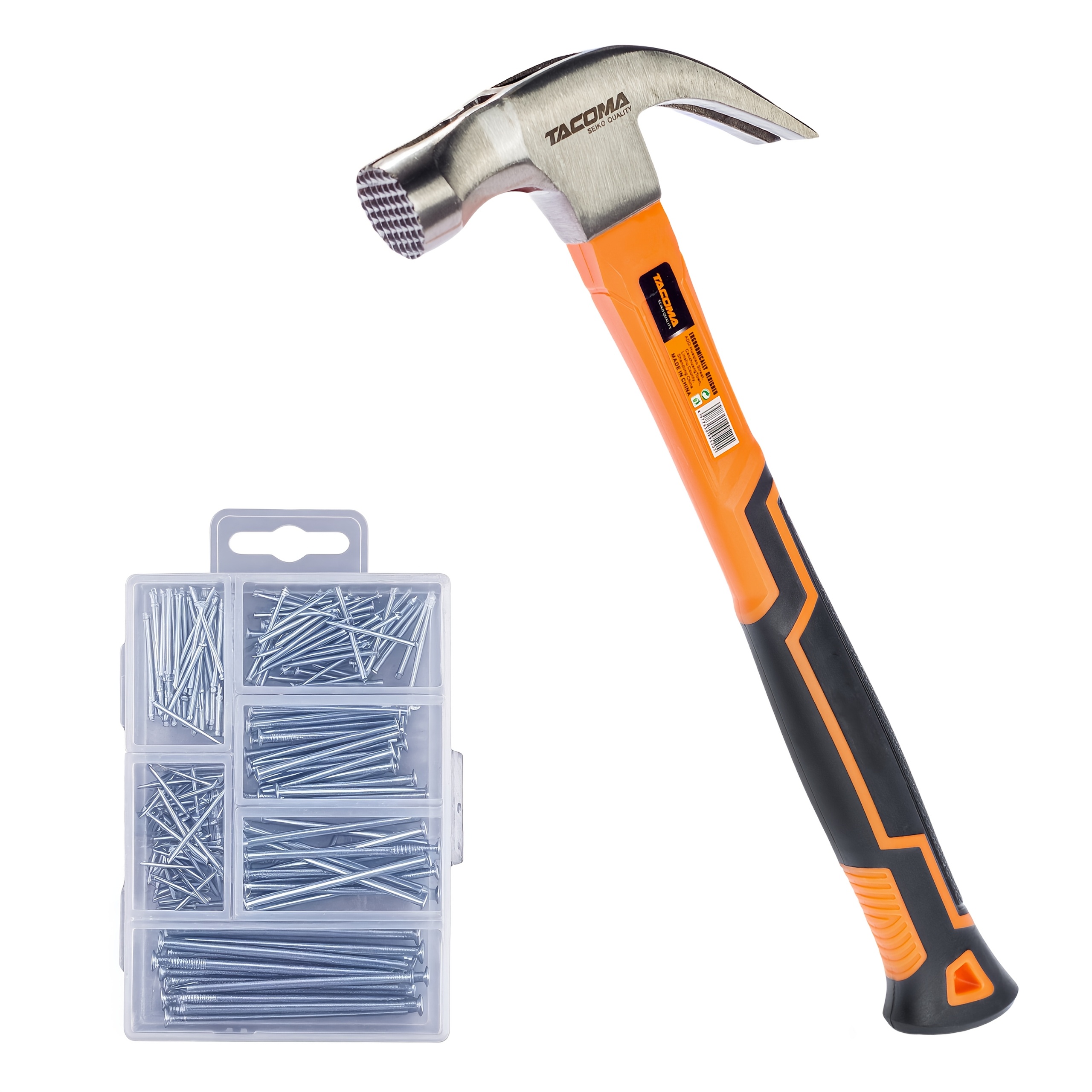280pcs small nails and 16oz magnetic claw hammer set or 280pcs small nails and 8oz magnetic claw   roofing nail set 280 wall nails nails with chrome plated   nails and hammer for   hanging wall decorations