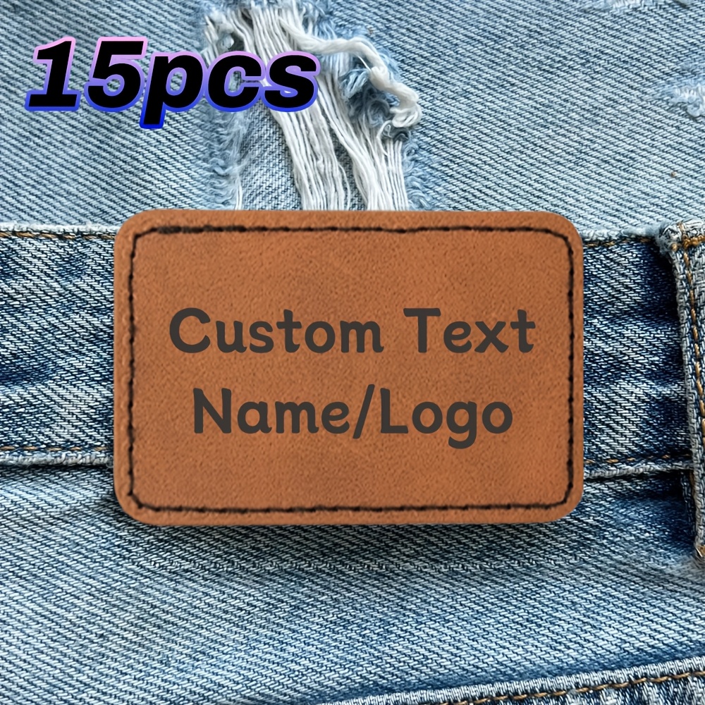 15pcs personalized custom laser printed faux leather patches custom fabric stickers brown faux leather patches custom laser engraved patches for fabric hats backpacks jeans and fabric repair sewing supplies