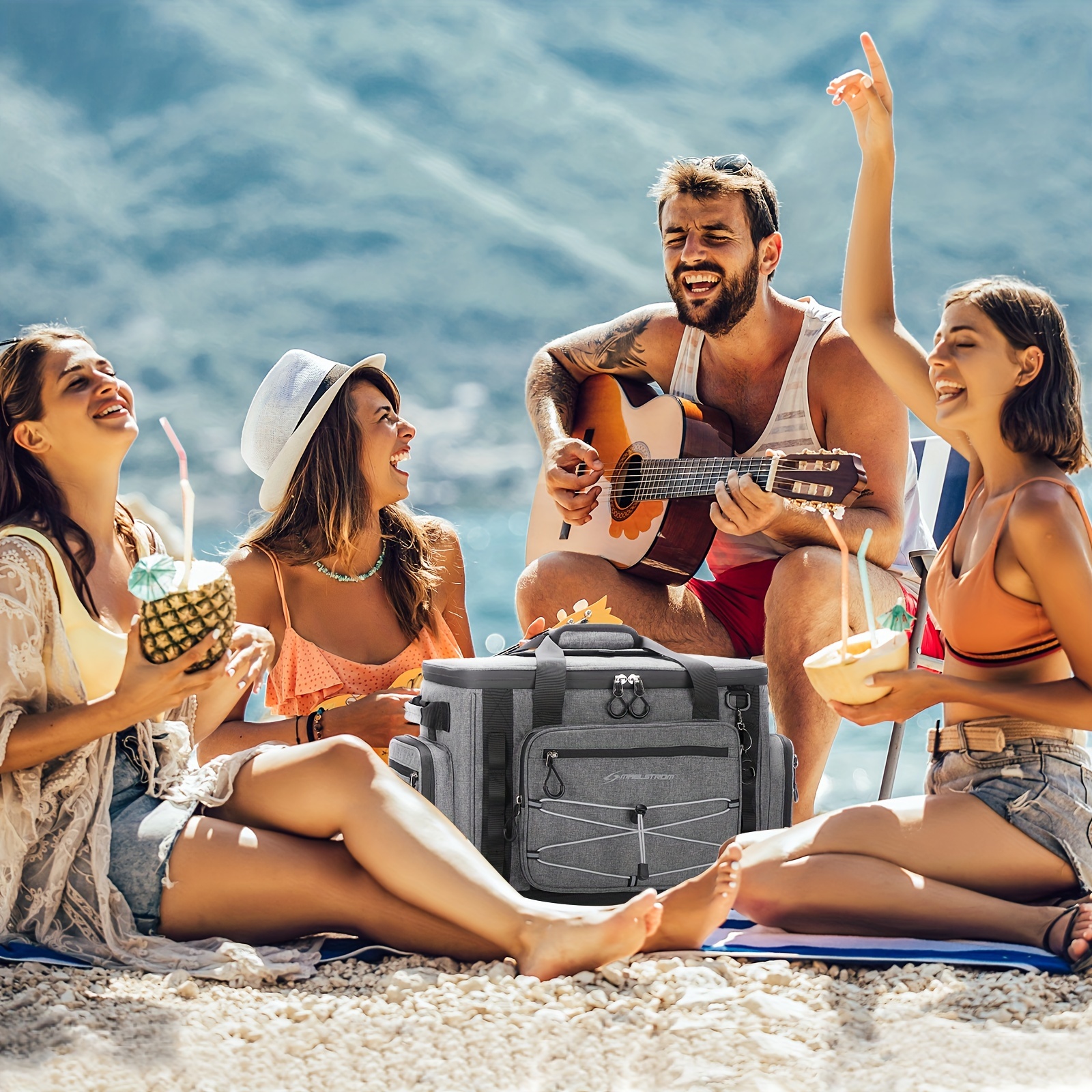 Maelstrom 58 Can Insulated Cooler Bag with Hard-Bottom, Wheels & Multiple Compartments - Durable Gray PVC Construction, Ergonomic Handles & Shoulder Straps for Camping, Tailgating, Outdoor Adventures