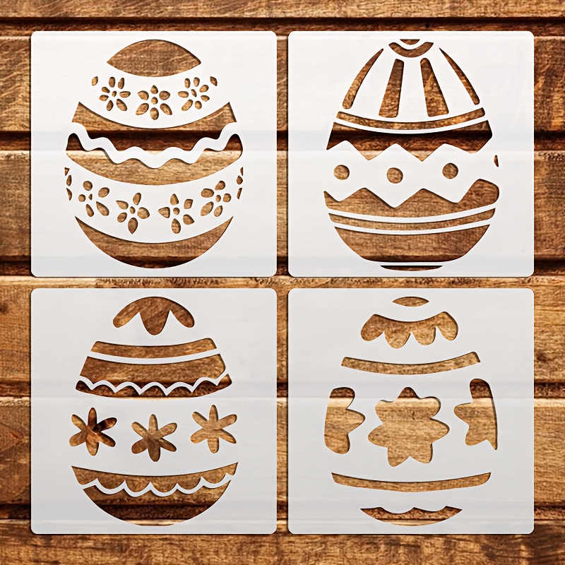 TEMU 4 Reusable Templates, 5.9 Inches, Suitable For Decorating Glass, Doors, Windows, Walls, Crafts, Card Making, Home Decor, Art Projects, Painting