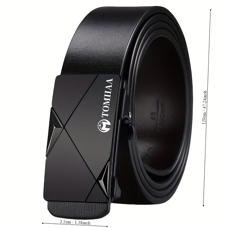 2pcs Set Cowhide Belt Toothless Alloy Automatic Buckle Belt