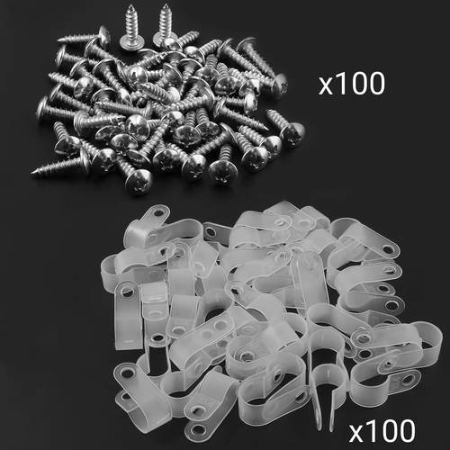 200pcs made of 8 inch rope lights p type clip with screws cable clips wire clips wire organizer wire storage container for wire management