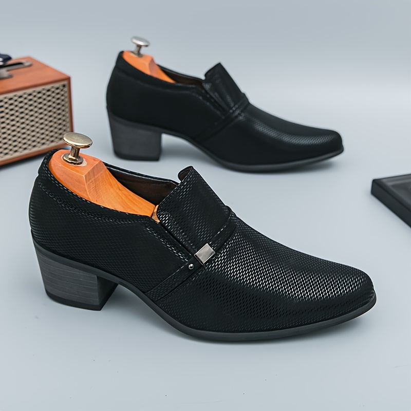 mens slip loafers formal shoes men mens high heel loafers Temu