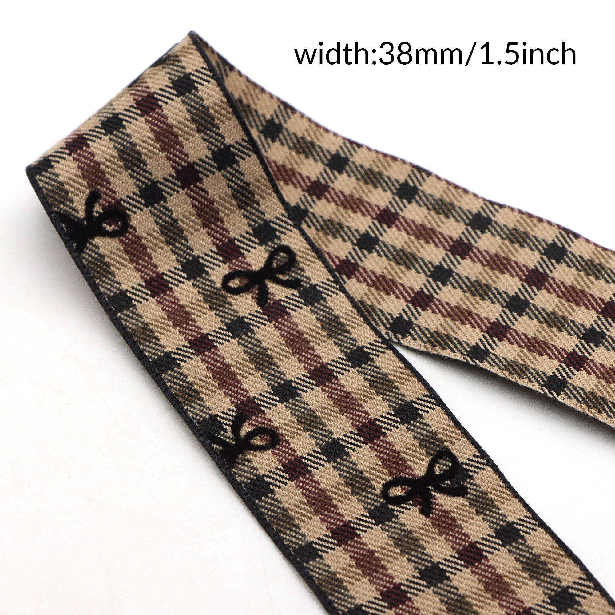 TEMU 1 Rouleau (5 ) - Ruban d'Emballage Cadeau à l'Échelle - Nœud Papillon en Velours Multicolore de 1,5 Pouce de Large avec Bord , Fournitures de