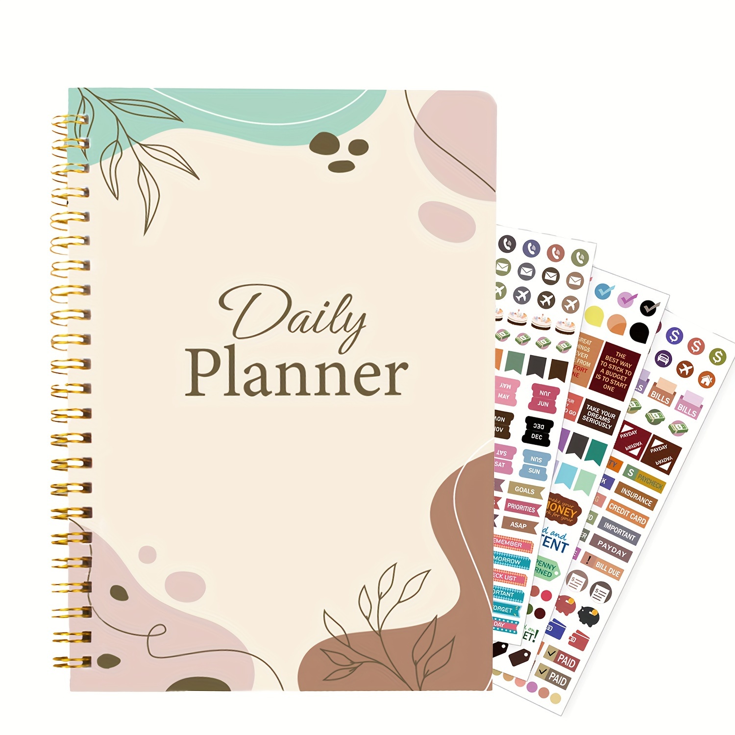 

Daily Planner With Mood And Water - A5 Undated Weekly Planner For Adults, English, 52 Sheets, 8 X 5.7 Inches, Includes 3 Stickers