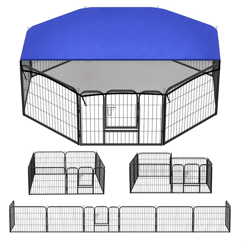 Image of Dog Fence With Door, Foldable Pet Barrier, 8-panel Puppy Playpen, Suitable For Indoor And Outdoor Use, Ideal For Dogs, Cats, And Small Animals