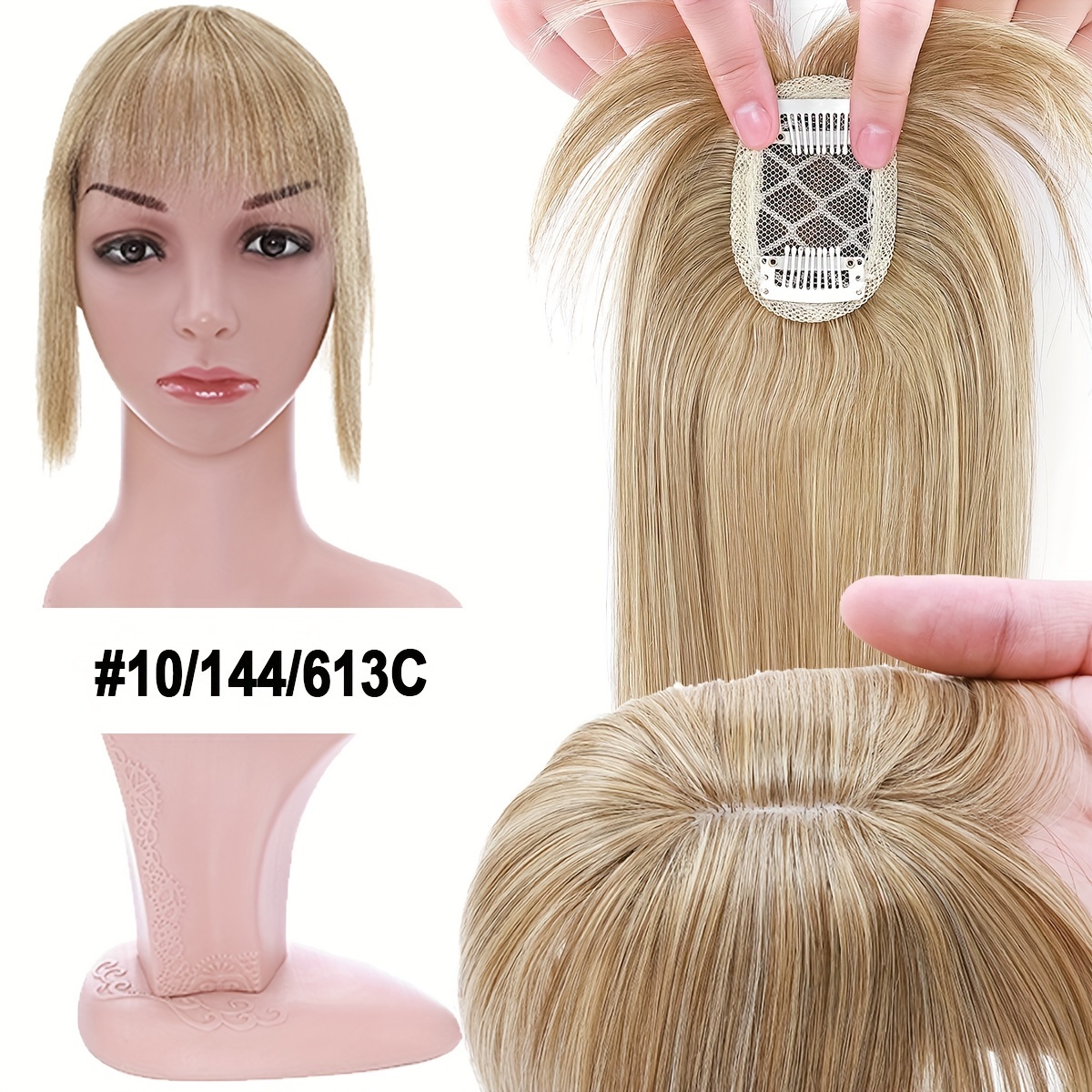 Image of 10"/25cm Short Hair Toppers For Women Light Brown In Hair Pieces Natural Black Short Hair Topper Wiglets Hairpiece For Thinning Hair