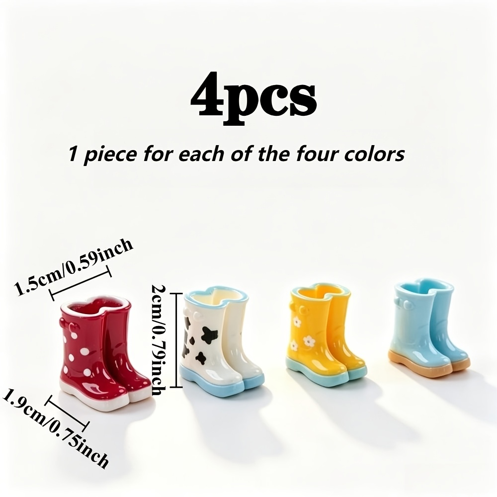 TEMU 4pcs Simulation Boots Models, Dollhouse Decoration, Miniature Scene Photography Props, Christmas Miniature Scene Decoration