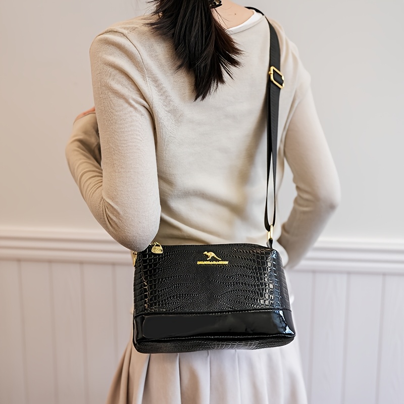 TEMU Trendy Fashion Three-tier Large Capacity Crossbody Bag, New Lightweight Elegant Versatile Niche Bag