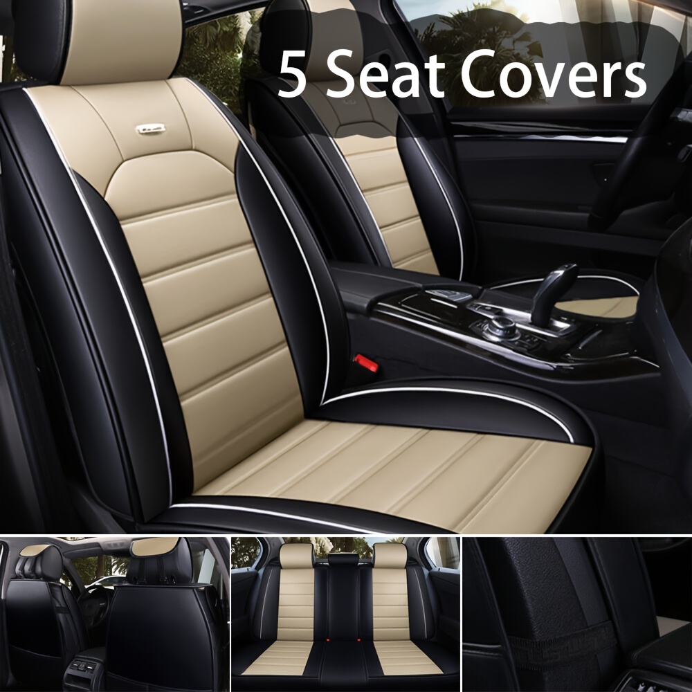 TEMU Full Coverage Faux Leather Car Seat Covers Vehicle Cushion Covers Full Set Universal Fit For Most Cars Sedans Trucks Suvs With Waterproof