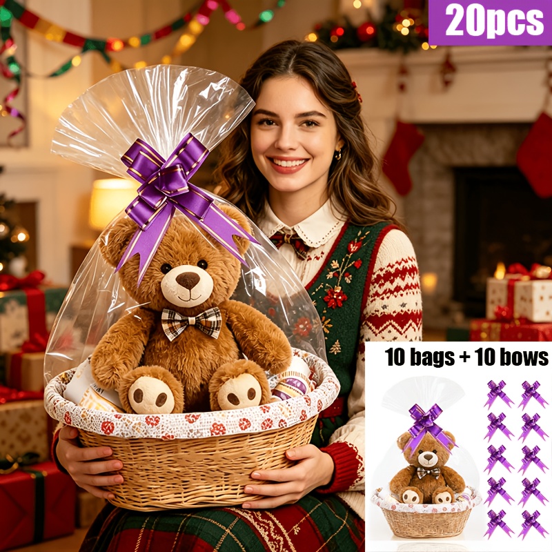 TEMU 20 piezas de bolsa OPP extragrande, bolsa de regalo transparente con , bolsa de embalaje con , adecuada para bolsas de regalo de Navidad y