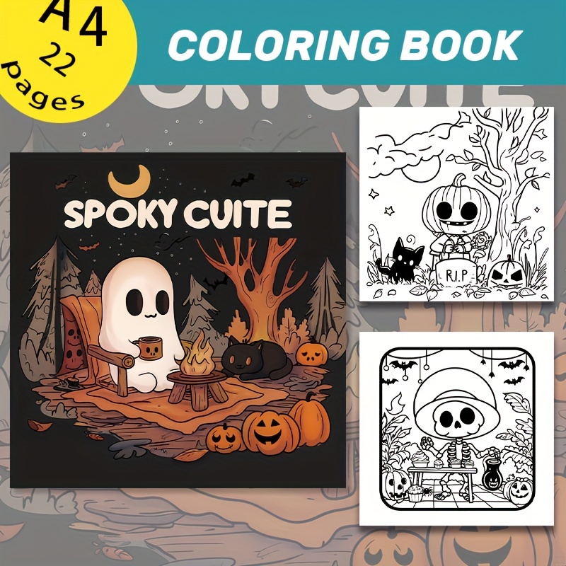 

Upgraded Thick Paper Halloween Coloring Book - 22 Pages, Bold & Scary Designs For Relax, Perfect Gift For Holidays & Birthdays