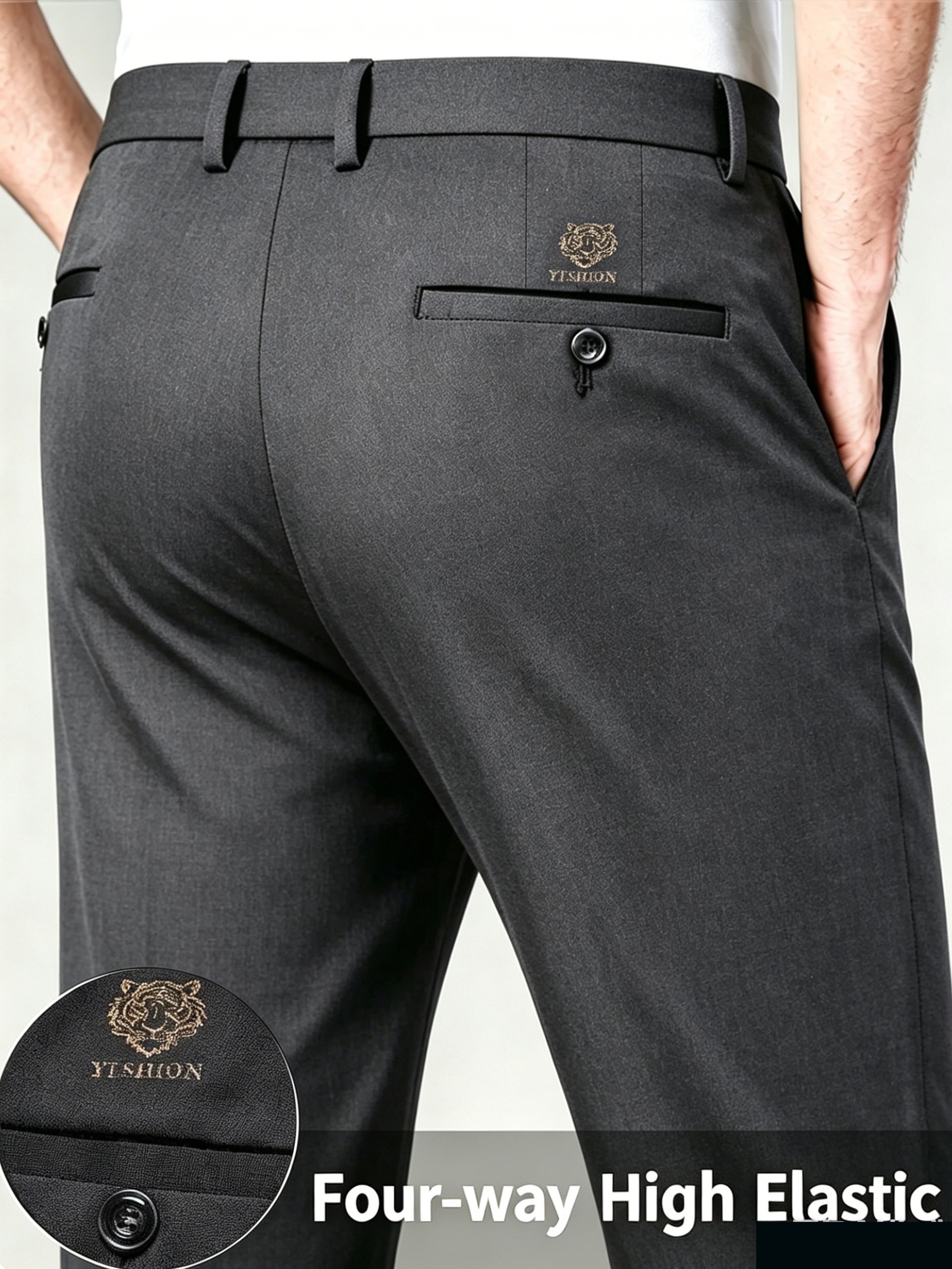 mens golf dress pants with   embroidery golf pocket high stretch wrinkle resistant straight trousers suitable for business casual outdoor sports golf machine washable for wear  
