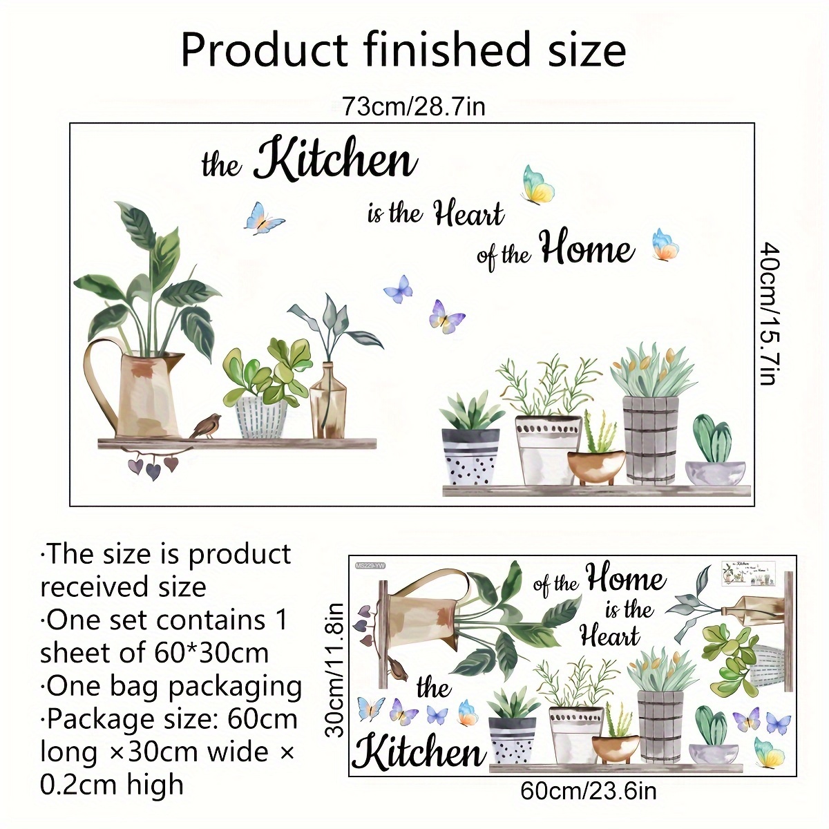 A Self-adhesive Wall Sticker With Botanical And Floral English Text For Kitchen, Living Room, And Room Decoration (ms229)