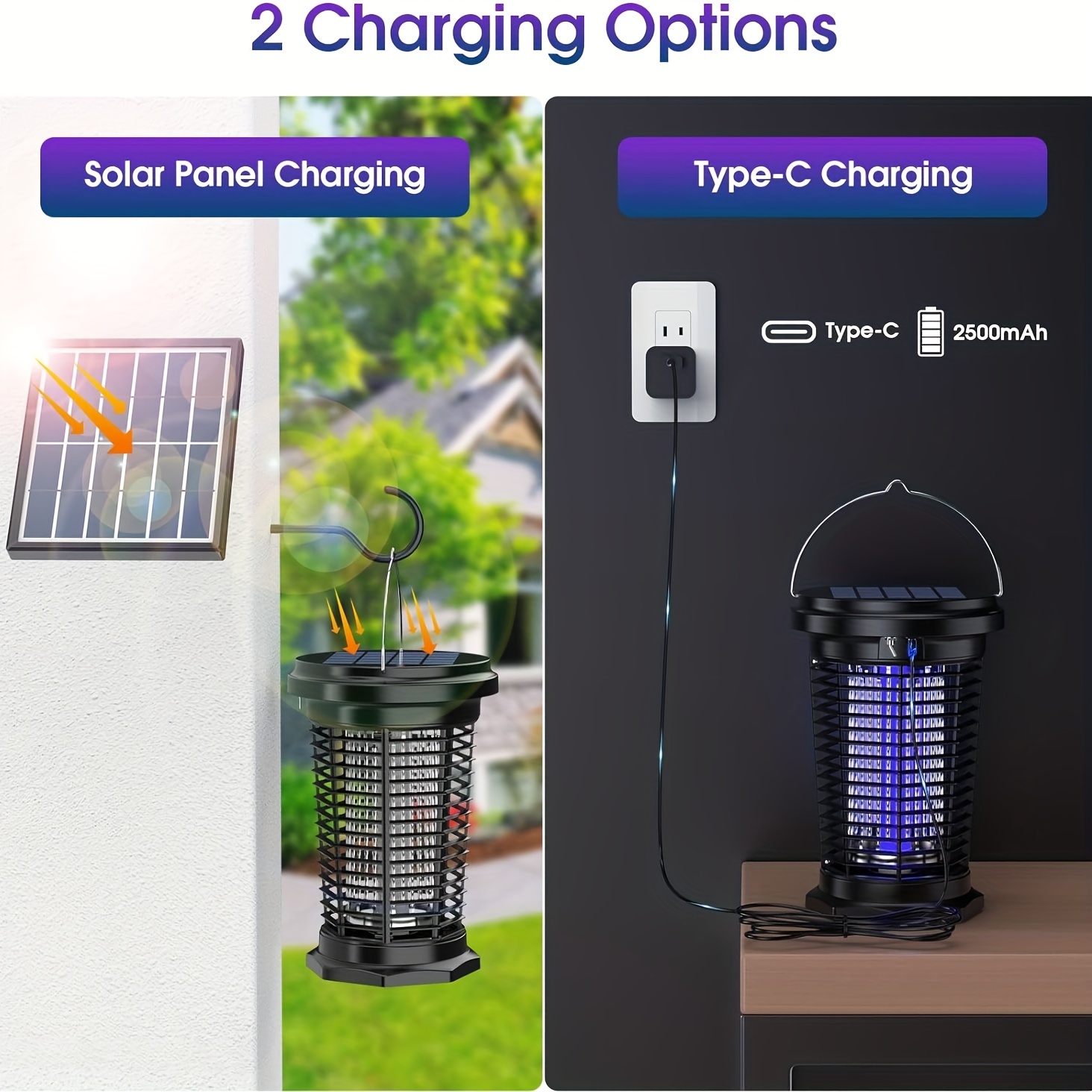 solar mosquito repellent lamp uv mosquito repellent device 2500mah long endurance angle adjustable dual solar panels uv mosquito repellent device garden indoor and outdoor courtyard kitchen home mosquito repellent lamp details 2