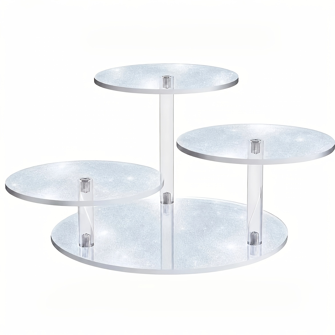 TEMU Three-tier Acrylic Silvery-white Display Stand, Round Dessert Stand, Jewelry And Perfume Organizer, Cake And Pastry Display Table, Desktop