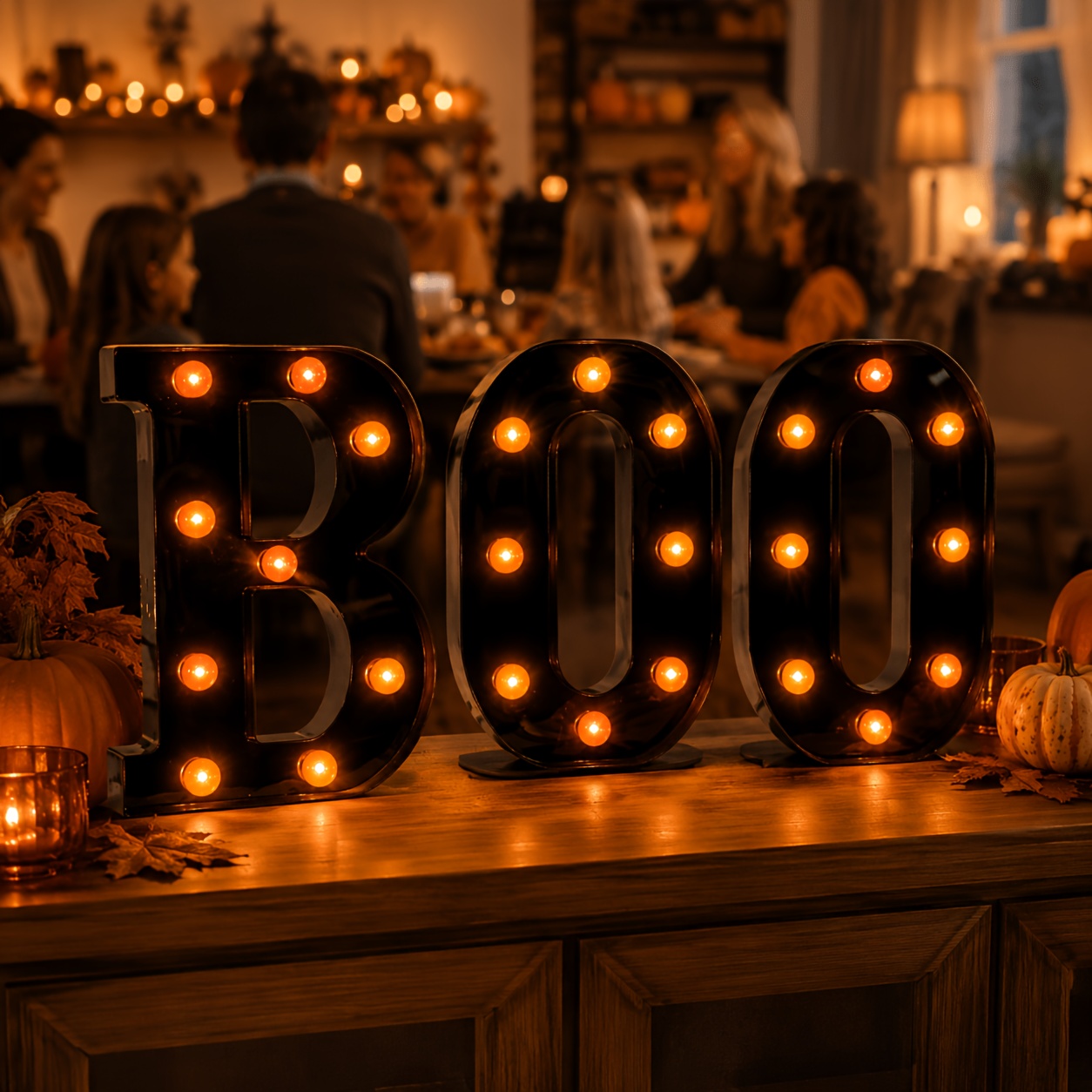 TEMU 3pcs Halloween Boo Smart Light-up Letters, Battery Operated Orange Sign, Halloween Decorations, Halloween Home Decor And Room Decor For Indoor