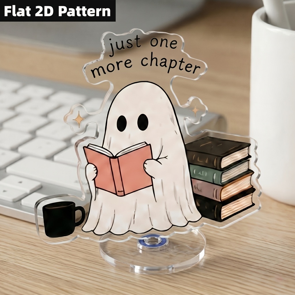 TEMU 2d Flat, 2d Flat Acrylic Paperweight, 360-degree Rotatable Cute Acrylic Stand, "read " Fun Desk Ornament, Adorable Room Decor, A Gift For Book